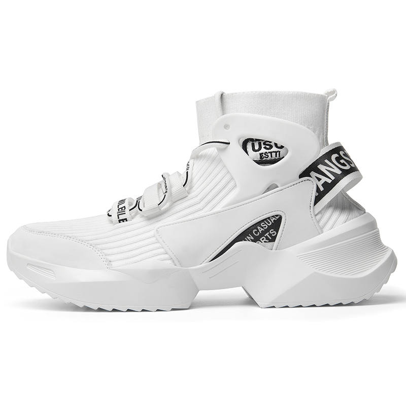 BIANSULONG Cushioning Breathable Balance High top Chunky Sneakers Unisex White Black