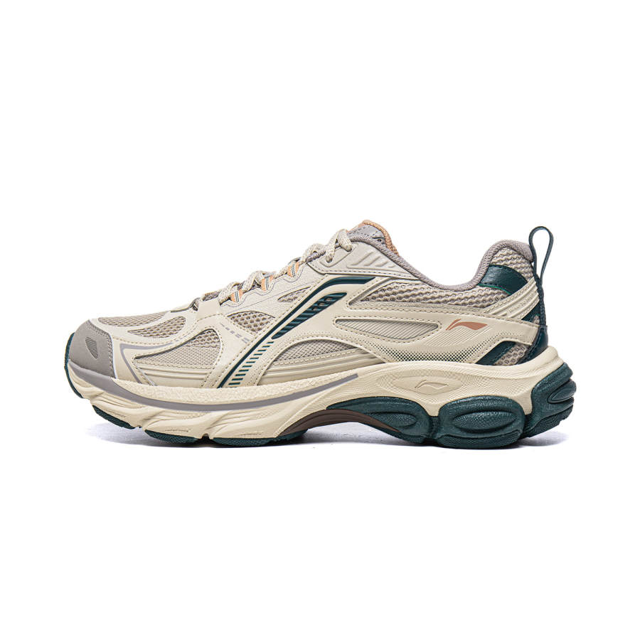 Li-Ning Li Ning Fuyao Boom Cushioning Slip Resistant Abrasion Resistant Rebound Low top Running Shoes Men's Beige Gray
