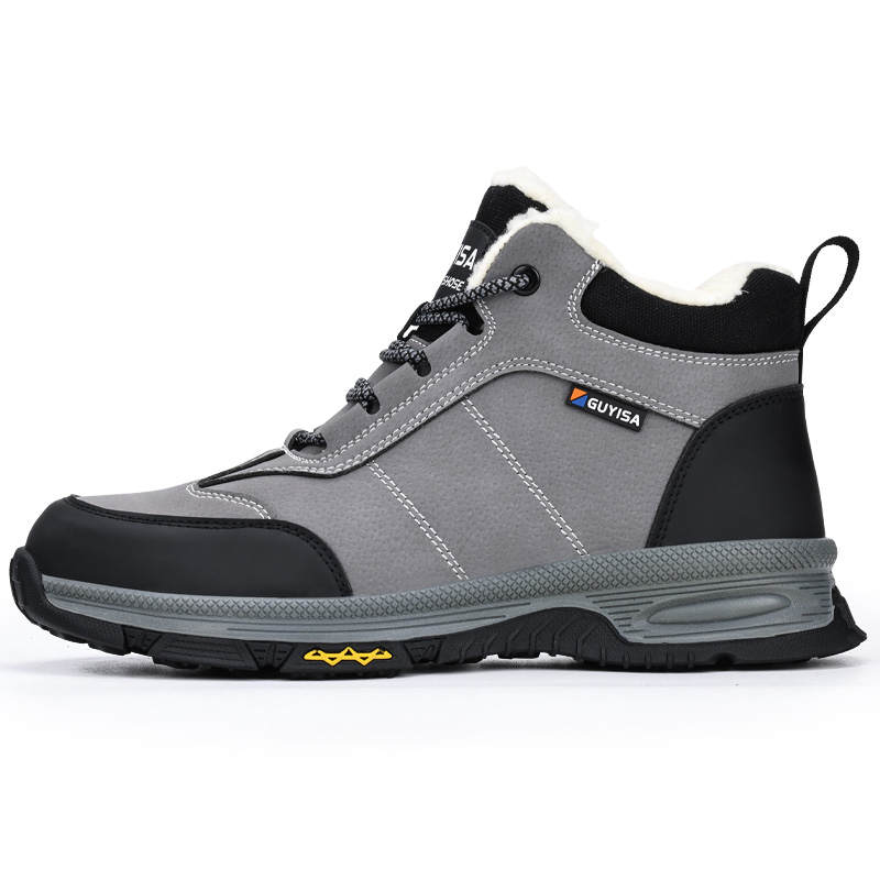 LANOUDUN Impact Resistant Support Thermal High top Outdoor Shoes Unisex Gray Black