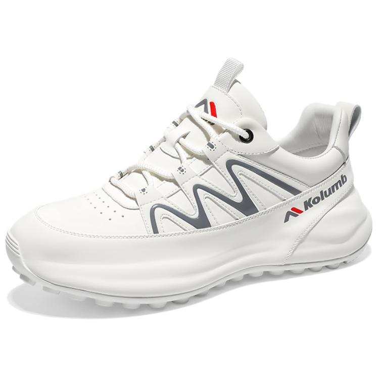 KOLUMB Slip Resistant Abrasion Resistant Cushioning Low top Casual Running Shoes Men's White