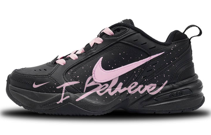 Nike Nike Air Monarch 4 Slip Resistant Abrasion Resistant Coverage Low top Chunky Sneakers Unisex Black Pink