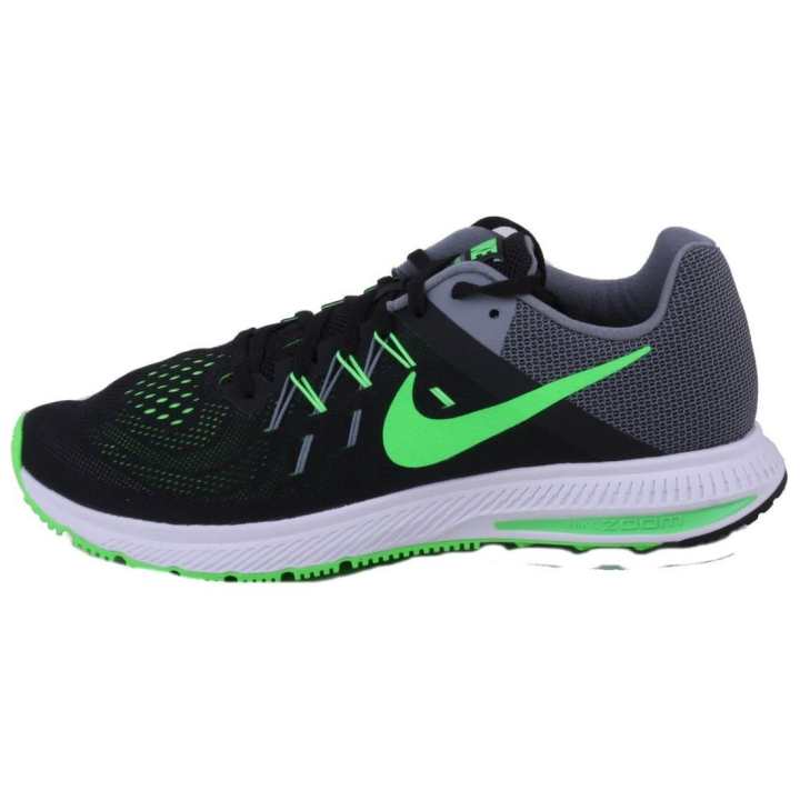 Nike Nike ZOOM Winflo 2 Slip Resistant Abrasion Resistant Cushioning Low top Casual Running Shoes Men's Black White Gray