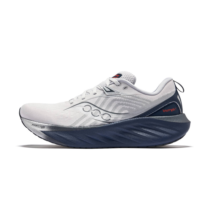 Saucony TRIUMPH Victory 22 Breathable Low top Training Long Distance Running Shoes Men's White Dark Blue