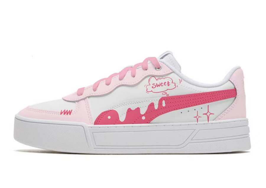 PUMA Skye Flower Branch, Sweet Style Bubbles Breathable Low top Skateboard Shoes Women's Pink