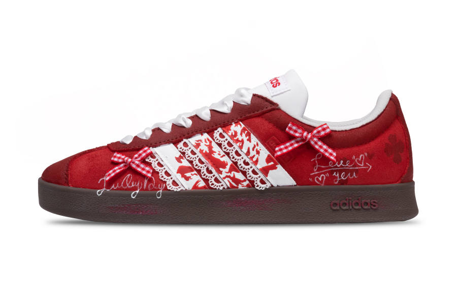 Adidas Adidas VL COURT 2.0 Red Romantic Synthetic Leather Cushioning, Wear Resistant Low top German Army Trainers Unisex