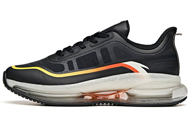 Anta Cushioning Slip Resistant Abrasion Resistant Breathable Low top Running Shoes Men's Black White
