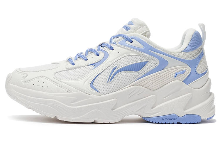Li-Ning Li Ning Cushioning Slip Resistant Abrasion Resistant Low top Running Shoes Women's White Blue