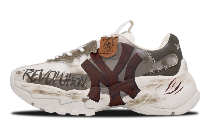 MLB Big Ball Chunky Abrasion Resistant Slip Resistant Low top Chunky Sneakers Unisex Brown Red