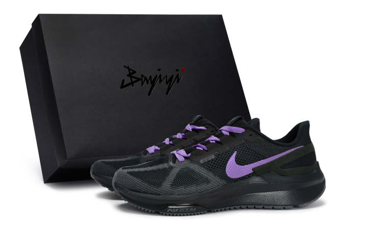 Nike Nike Zoom Structure 25 Slip Resistant Abrasion Resistant Low top Running Shoes Men's Black Purple