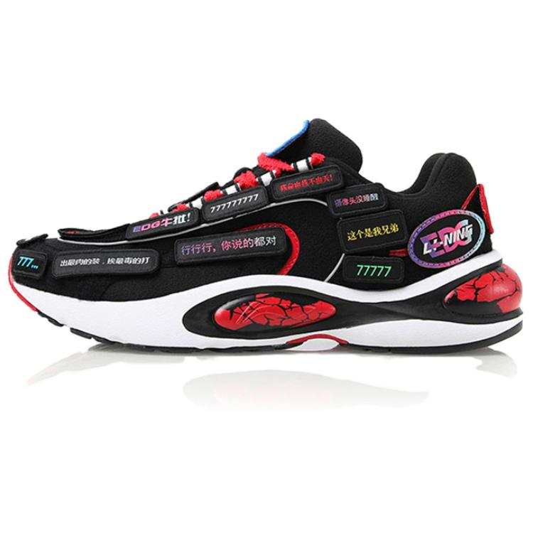 Li-Ning Li Ning V8 Slip Resistant Low top Running Shoes Women's Black Red