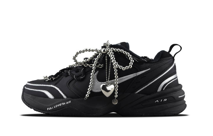 Nike Nike Air Monarch 4 Cushioning Slip Resistant Abrasion Resistant Low top Chunky Sneakers Unisex Black Silver