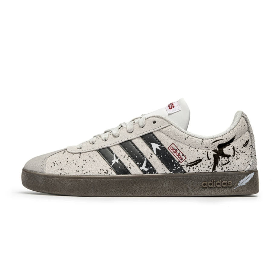 Adidas Adidas VL COURT 2.0 Flying Bird Feather Synthetic Leather, Split Cow Leather Low top Skateboard Shoes Unisex Gray Black