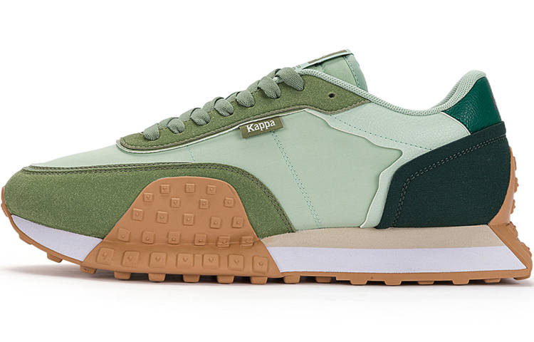 Kappa Textile, Synthetic Leather Slip Resistant Abrasion Resistant Low top Running Shoes Unisex Green