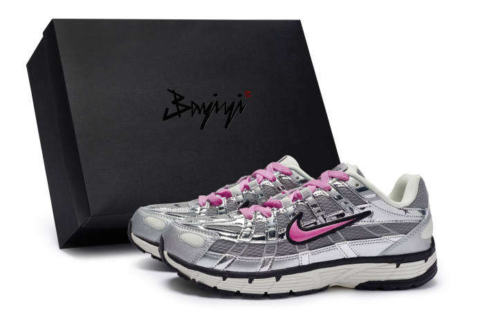 Nike Nike P 6000 Slip Resistant, Abrasion Resistant, Breathable Low top Running Shoes Unisex Silver Gray Rose Red