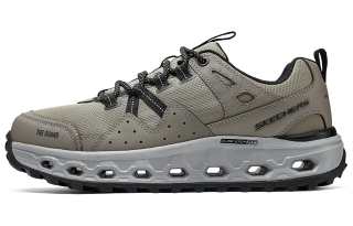 Skechers Textile, Synthetic Leather, Split Cow Leather Low top Casual Running Shoes Men's Tan
