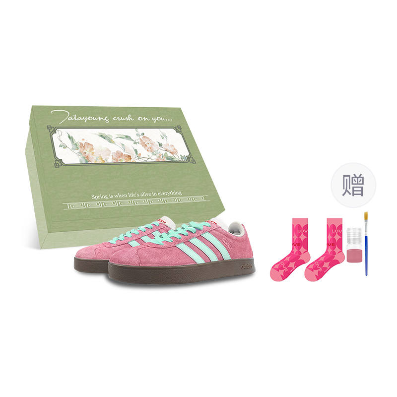 Adidas Adidas VL COURT 2.0 Abrasion Resistant Low top Skateboard Shoes Unisex Pink Green