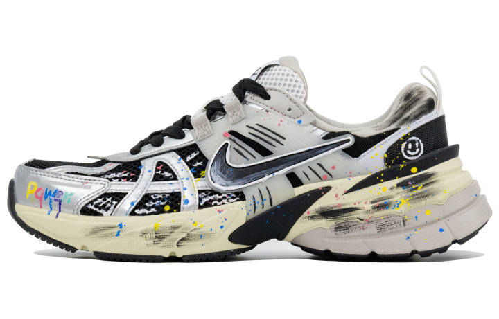Nike Nike V2K Run Breathable Low top Casual City Commuting Running Shoes Women's Black White Silver