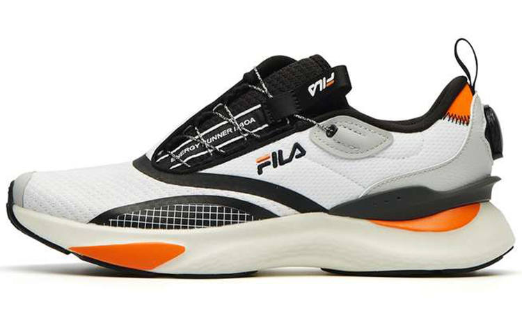 FILA Athletics Trendy Textile, Synthetic Leather Low top Marathon Running Shoes Men's White Black Orange