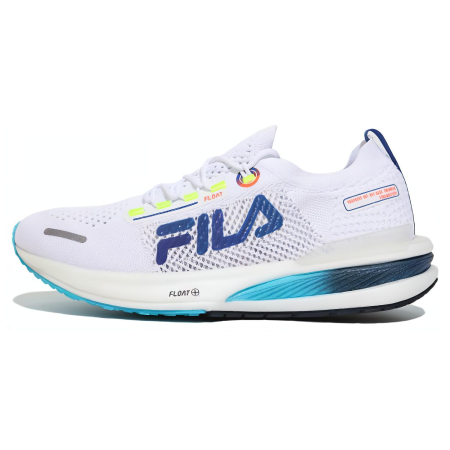 FILA FLOAT ELITE Comfortable Abrasion Resistant Low top Running Shoes Men's White Blue Korean Style