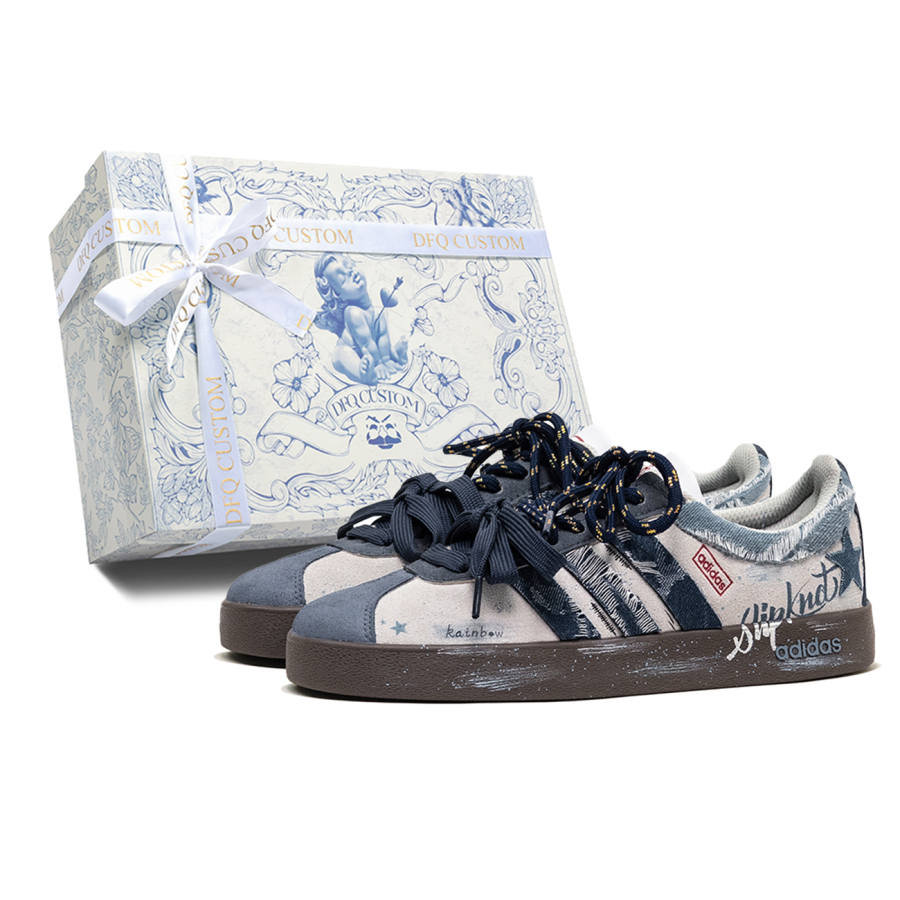 Adidas Adidas VL COURT 2.0 DA VINCI, Box, Star Tide Cushioning Low top Skateboard Shoes Unisex Blue Gray