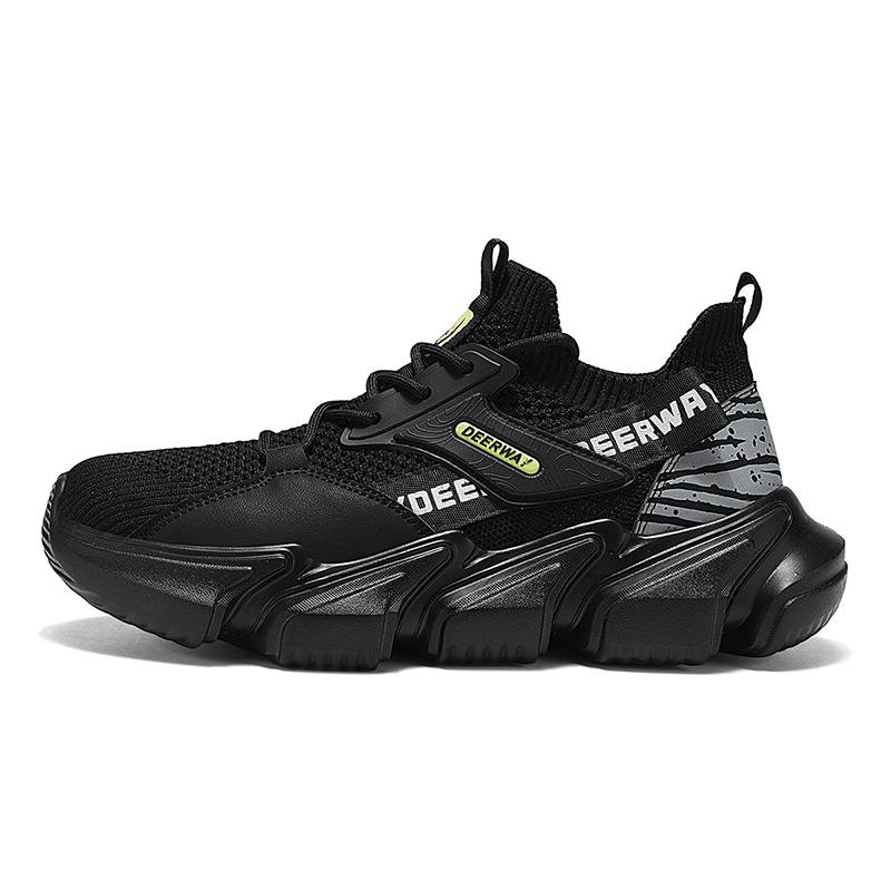DEERWAY Cushioning Abrasion Resistant Height Increasing Low top Chunky Sneakers Men's Black