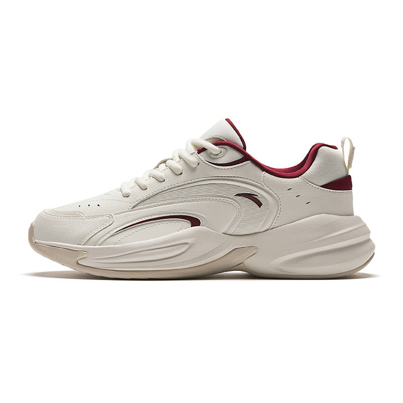 Anta Textile, Synthetic Leather Cushioning, Wear Resistant Low top Chunky Sneakers Men's White Red