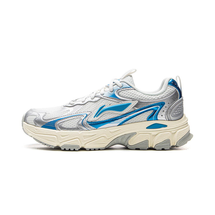 Li-Ning LiNing Cushioning, Slip Resistant, Abrasion Resistant, Rebound Low Top Running Shoes Women's White Gray Silver