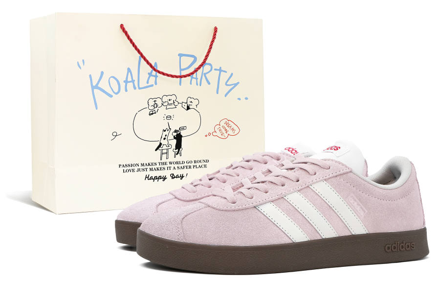 Adidas Adidas VL COURT 2.0 Slip Resistant Abrasion Resistant Low top Skateboard Shoes Unisex Pink