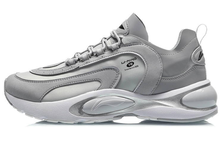 Li-Ning Li Ning Synthetic Leather, TPU Slip Resistant Abrasion Resistant Low top Running Shoes Men's Snow Gray