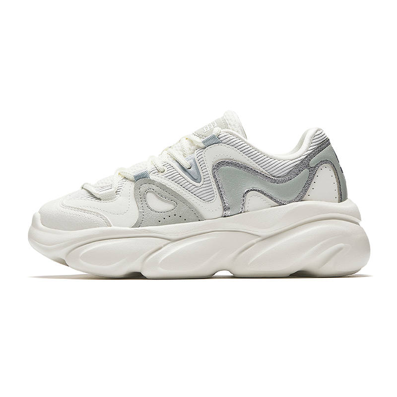 ANTA SUPERSTORE CHAOJIANTA Slip Resistant Slip Resistant Low top Chunky Sneakers Women's White Gray Silver