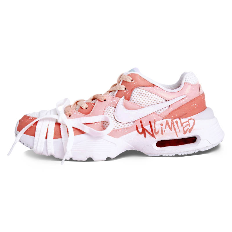 Nike Nike Air Max Fusion Slip Resistant Abrasion Resistant Low top Casual Running Shoes Women's Pink