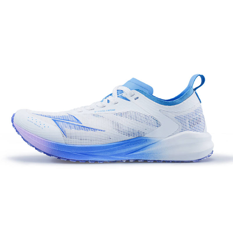 VICTORY LIGHT Low top Full Length Scoop Carbon Plate Sprint Running Shoes Unisex White Purple