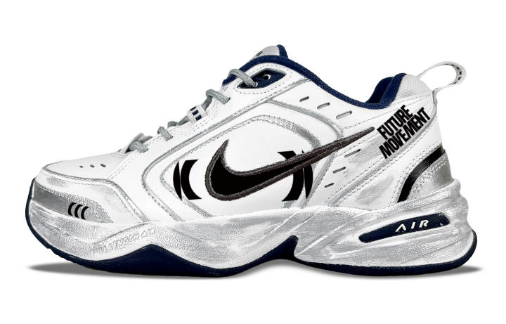 Nike Nike Air Monarch 4 Abrasion Resistant Low top Chunky Sneakers Unisex Black White Silver