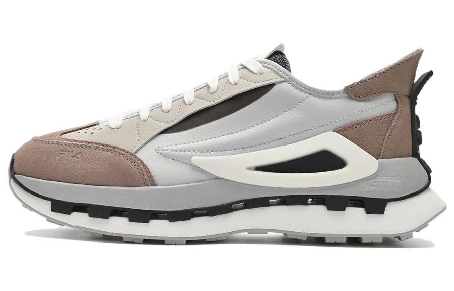 FILA KM Synthetic Leather Cushioning Low top Running Shoes Men's Gray Brown