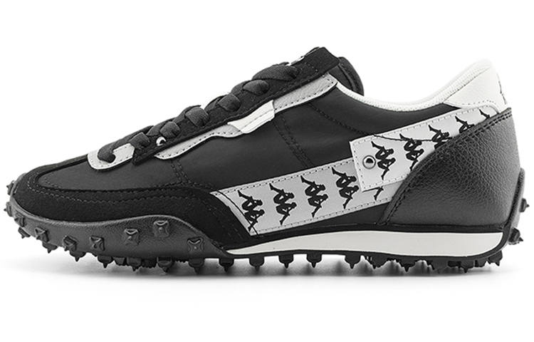 Kappa Textile, Synthetic Leather Cushioning Slip Resistant Low top Casual Running Shoes Unisex Black