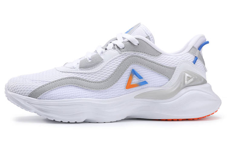 PEAK Sports Cushioning Breathable Lightweight Abrasion Resistant Slip Resistant Low top Running Shoes Men's White