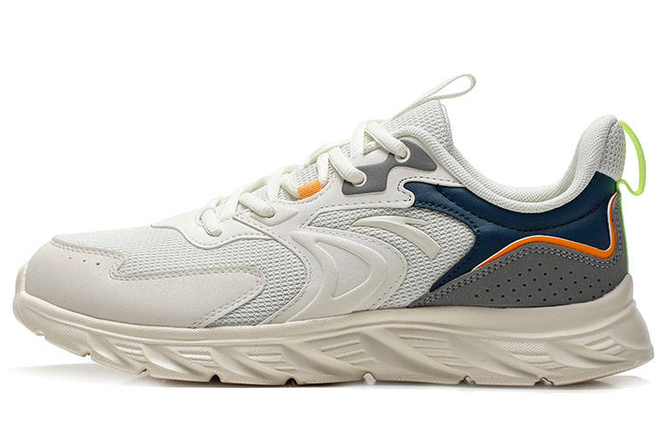 Anta Cushioning Slip Resistant Abrasion Resistant Breathable Lightweight Low top Running Shoes Men's White Gray Blue