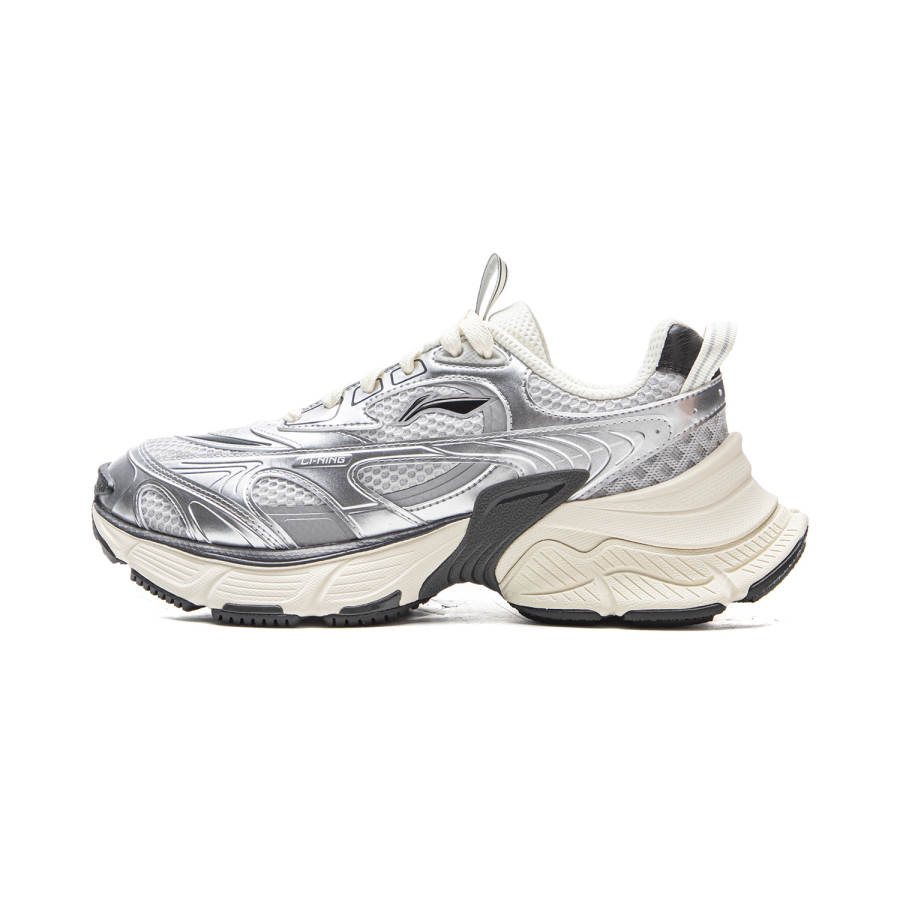 Li-Ning Li Ning Xingji Cushioning Abrasion Resistant Breathable Low top Chunky Sneakers Women's Gray Silver