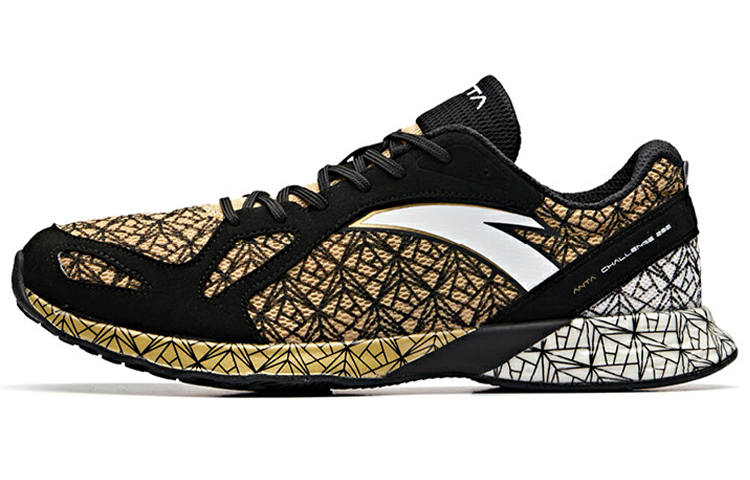 Anta Cushioning Slip Resistant Lightweight Cushioning Slip Resistant Lightweight Low top Running Shoes Men's Black Gold