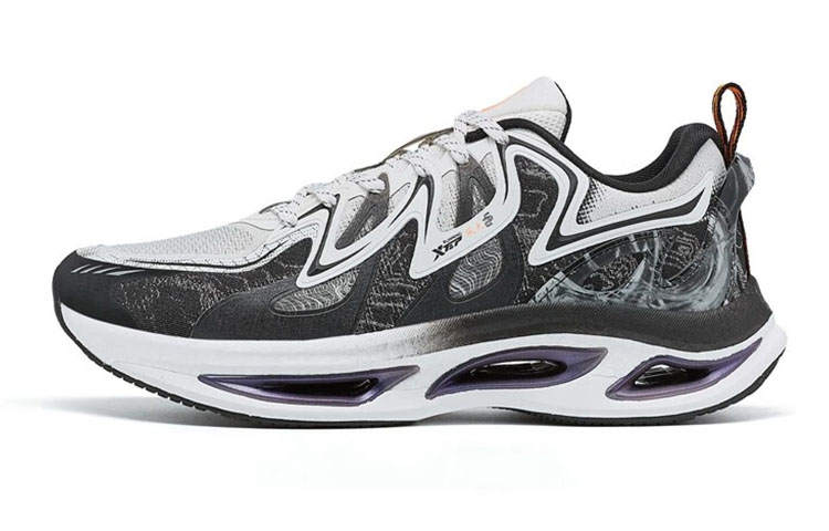 XTEP Textile, TPU Cushioning Slip Resistant Abrasion Resistant Breathable Low top Running Shoes Men's Black White