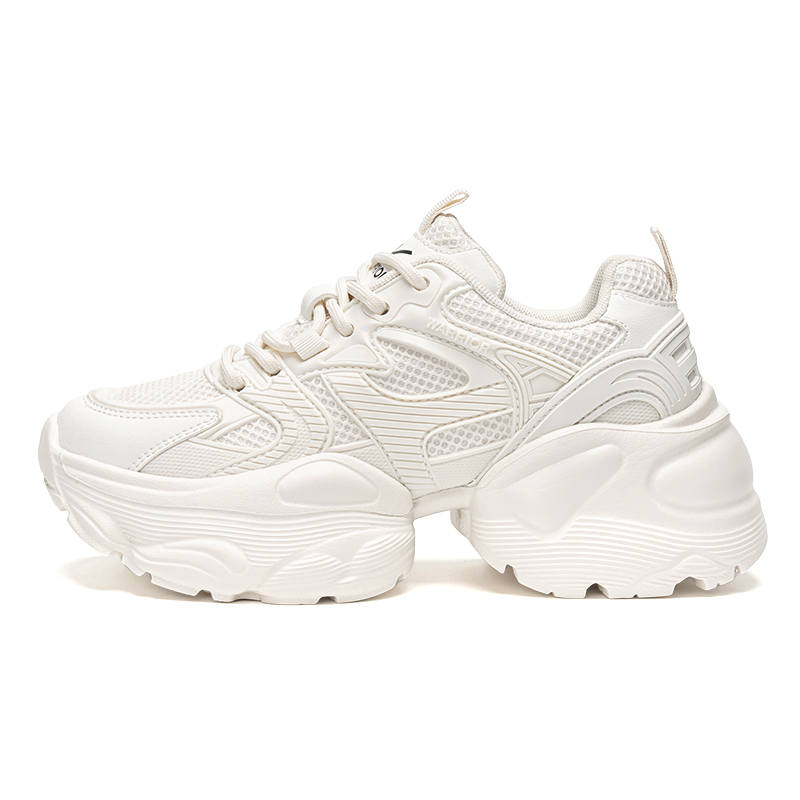 Warrior Height Increasing Lightweight Breathable Slip Resistant Low top Chunky Sneakers Women's Beige