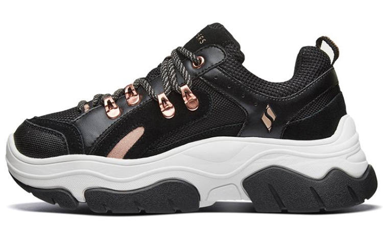 Skechers Black Jack Sports Shoes Black/White/Gold Women's