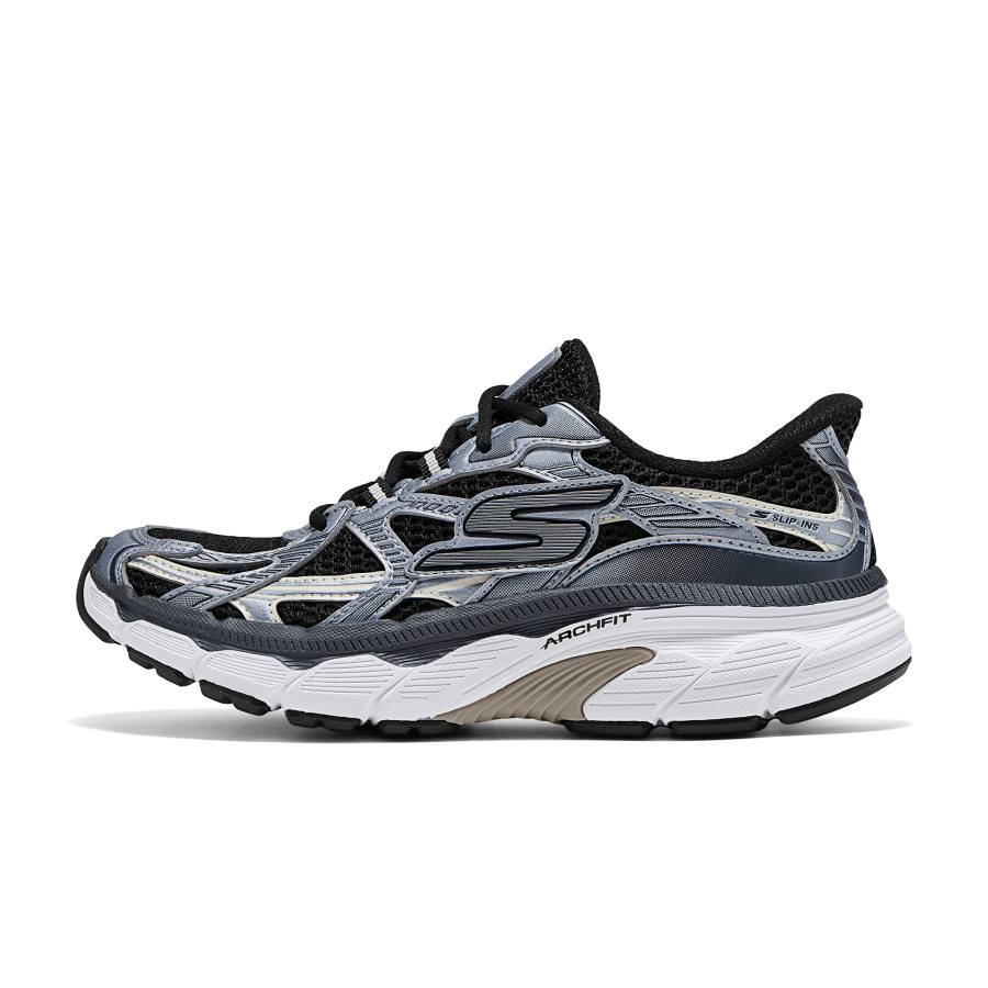 Skechers Women's GO Mesh, Leather Cushioning Breathable Support Lightweight Low top Casual Running Shoes Women's Black
