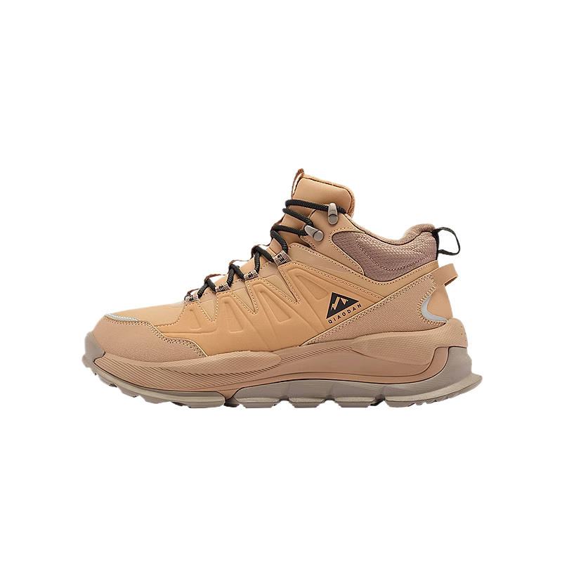 QIAODAN Lightweight Abrasion Resistant Lightweight Abrasion Resistant High top Outdoor Shoes Men's Tobacco