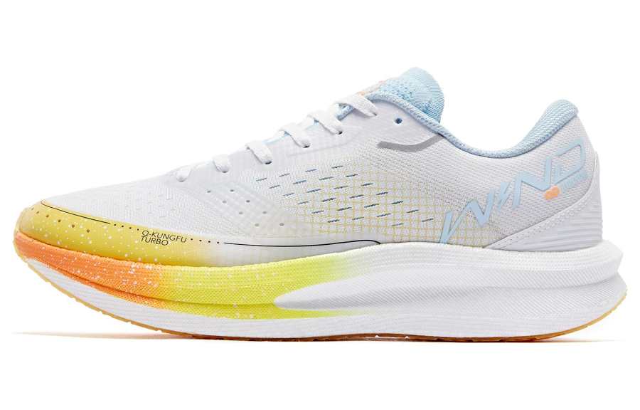 QIAODAN Strong Wind 1.0 Cushioning Slip Resistant Abrasion Resistant Low top Running Shoes Men's White Blue Yellow