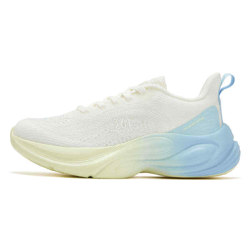361° Fashion Trend Breathable Lightweight Rebound Low top Casual Running Shoes Women's Feather White And Yellow