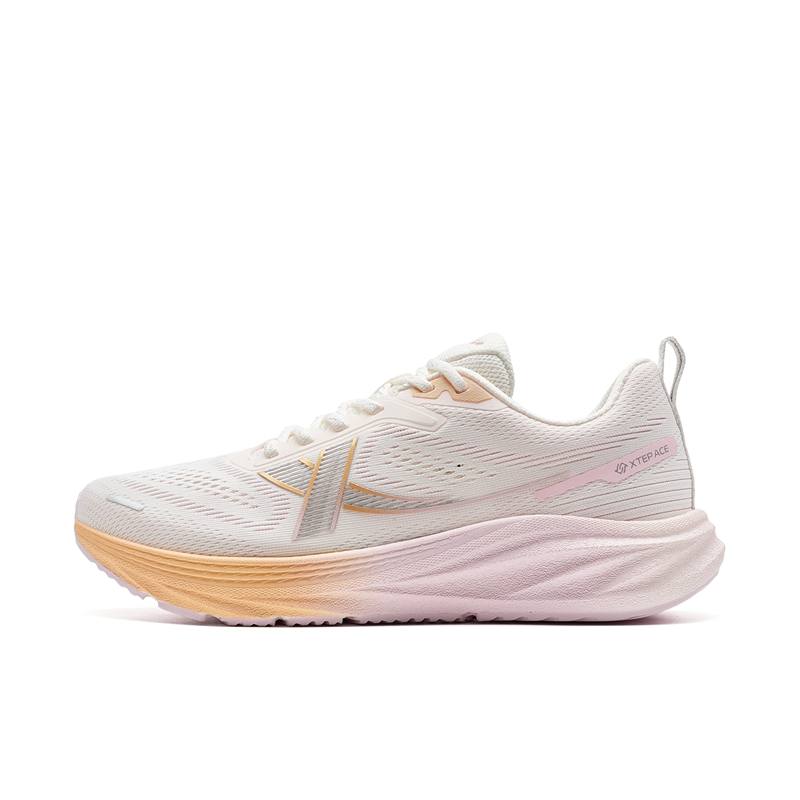 XTEP Thin Sole Cilantro Low top Training Running Shoes Women's Sail White Evening Fragrance Orange