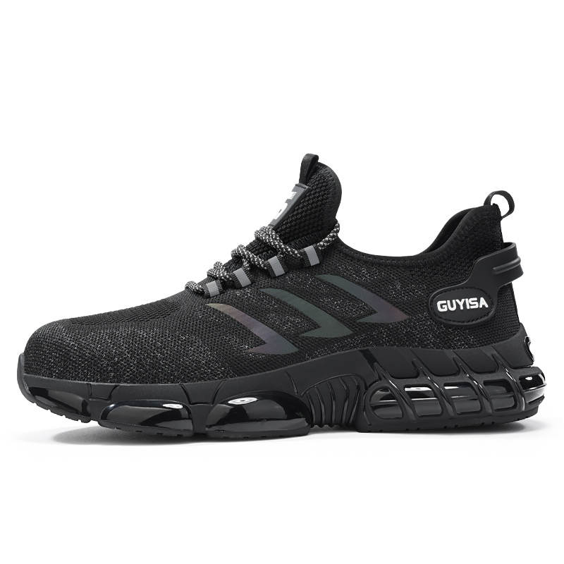 GUYISA Impact Resistant Cushioning Slip Resistant Low top Outdoor Shoes Men's Black