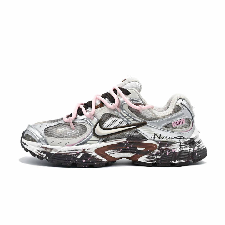 Nike Nike V5 RNR Synthetic Leather Abrasion Resistant Abrasion Resistant Low top Running Shoes Women's Silver Pink Coffee
