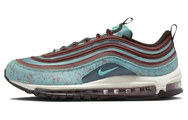 Nike Nike Air Max 97 Mesh Cushioning Low top Rubber Running Shoes Men's Blue Brown